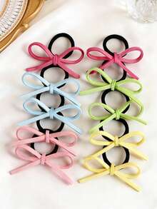 10-Piece Handmade Colorful Bow Hair Ties For Girls, Perfect For Everyday Wear.