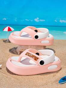 1 Pair Toddler Boys' Flip Flops With Heel Strap, Easy On/Off, Thick Soft Non-Slip Sole, Fashionable & Cute - Multicolor - View 9