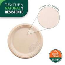 CYPN125 Platos Grandes 100% Compostables Material de Alta Calidad Resistentes a los Liquidos Ecológico Hecho de Fibras de Caña de Azúcar de 22.5 cm 9 Pulgadas Color NaturalFashion - 221141101 - Ver 7