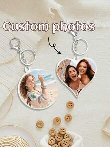 Customized Keychain And Keychain Accessories. Personalized Music Photo Keychain/Customized Music Photo Keyring | Customizable Photo Gift (For Him/Her) | Memorial Keychain. Song Keychain, Personalized Album Style Keyring, Suitable As Gifts For Boyfriend/Girlfriend, Valentine's Day, Birthday, Wedding, Etc. - Multicolor - View 7