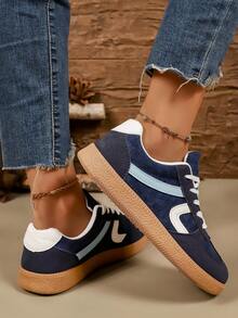 Giày thể thao nữ mới mùa xuân-hè 2025 với thiết kế phối màu xanh-hồng, giày chạy bộ thường ngày đa năng, giày sneaker dành cho nữ. - Màu xanh lam - Xem 4