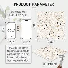 MORCART 20片/套自粘地板砖，20厘米 x 20厘米。防水乙烯基地板砖，背面带剥离式背胶，适用于厨房、客厅、浴室和卧室 - 水磨石色 - 彩色 - 查看 18