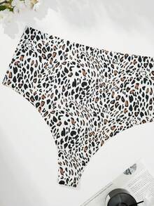 1件大码无缝丁字裤，性感时尚休闲舒适家居服，新款纯色豹纹印花，适合作为生日、情人节、圣诞节、万圣节礼物 - 彩色 - 查看 4