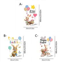 1/3pcsHappy Easter Bunny Window Stickers, Removable Electrostatic Glass Decals For Spring Home Kitchen Bedroom Decor - Multicolor - View 8
