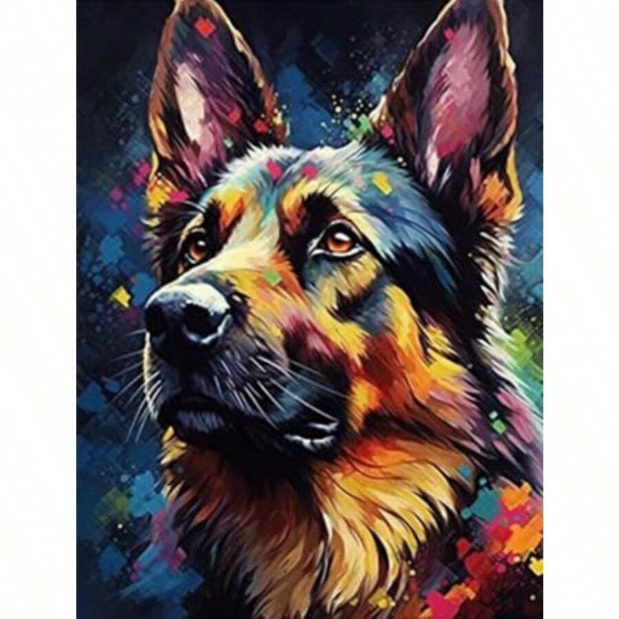 ccPintura de arte de diamante perro pastor alemán amarillo 1 kit para adultos kits de pintura de diamante por número arte de gemas para decoración del hogar (lona de 30 x 40 cm)nn - Vistoso - Ver 1
