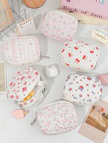 Bolsa multifuncional acolchoada de camada dupla para moedas, maquiagem, absorventes higiênicos, fones de ouvido, estojo, bolsa de mão, presente de aniversário para amigas, presente para madrinhas de casamento, presente de Dia dos Namorados, nécessaire, estojo de maquiagem, nécessaire de higiene pessoal, material escolar, itens essenciais para viagens, material escolar. - Multicolorido - Ver 3