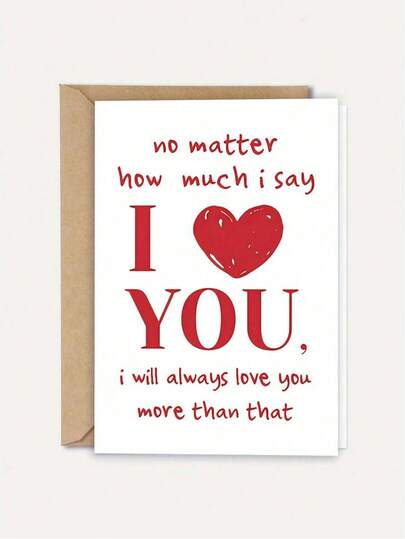 1 Thiệp tình yêu kèm phong bì - "Dù nói bao nhiêu lần đi nữa, em vẫn sẽ yêu anh nhiều hơn mãi mãi" - Thiết kế màu đỏ và hồng lãng mạn, hoàn hảo để làm quà tặng cho chồng, vợ, bạn trai, bạn gái, nhân dịp sinh nhật, kỷ niệm hoặc chỉ đơn giản là vì em nhớ anh/chị.