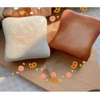 1pc Super Soft Butter Toast Squishy Stress Relief Squeeze Toy - Perfect Gift For Birthday, Holiday, Christmas, Halloween