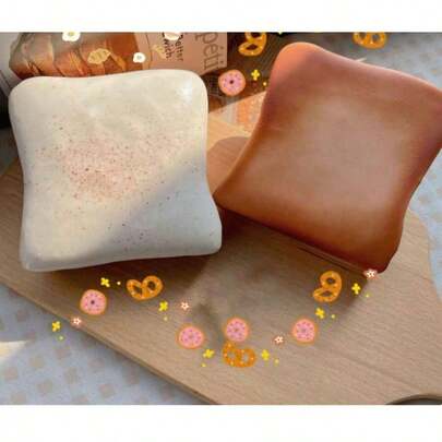 1pc Super Soft Butter Toast Squishy Stress Relief Squeeze Toy - Perfect Gift For Birthday, Holiday, Christmas, Halloween