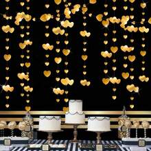 4m Long Heart Decoration Hanging Ornament Heart-Shaped Pendant Valentine's Day Party Garland Wedding Room Decoration Garland Wall Hanging - 紅色 - 查看 12