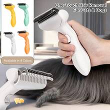 Stainless Steel Dog Deshedding Brush - Floating Grooming Brush, Designed For Long-Haired Breeds, One-Click Tangle-Free, Ergonomic Handle, Battery-Free Pet Grooming Essential, Pet Grooming Tool, Dog Deshedding Brush, Double-Layer Dog Brush, Fashionable Design, Rust-Resistant Material, Sturdy Construction, Suitable For All Dog Breeds - Green - View 6