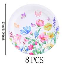 Juego de vajilla desechable con estampado floral, platos de 7/9 pulgadas, platos y vasos de papel desechables adecuados para fiestas, bodas, compromisos, cumpleaños, celebraciones y eventos - Multicolor - Ver 7