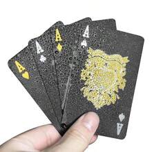 1 Paquete de Cartas de Juego a Cuadros Negras de PVC - Cartas de Póker de Plástico de Alta Calidad - Negro - Ver 9