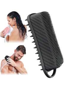 1pc Silicone Cleaning Brush For Shower, Silicone Shampoo Shower Brush, Household Adult Double-Sided Rubbing Bath Brush, Massage Bath Brush, Bathroom Cleaning Tools