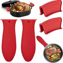 Silicone Pot Holders Set Of 4 Silicone Heat-Resistant Handle Covers, Cast Iron Handle Covers, Silicone Pot Holders, Cast Iron Skillet Pads, Cast Iron Pot Handle Covers, Non-Slip Pot Handle Covers, Suitable For Cast Iron Pots, Clay Pots, Woks, Frying Pans, And Flat Pans. - Multicolor - View 9