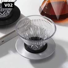 便携式V型60毫升树脂滤杯，型号V01/V02，黑色、白色、银色可选，专业家用咖啡滴滤器，咖啡师工具，适用于家庭、户外、旅行，采用树脂和硅胶材质，V01容量280毫升，适合1-2人使用，V02容量400毫升，适合1-4人使用，咖啡滴滤头，可重复使用的咖啡滤网，手动咖啡滤杯，V型滤杯，家用咖啡滤杯，滤网滴滤头，手动咖啡机 - 彩色 - 查看 13