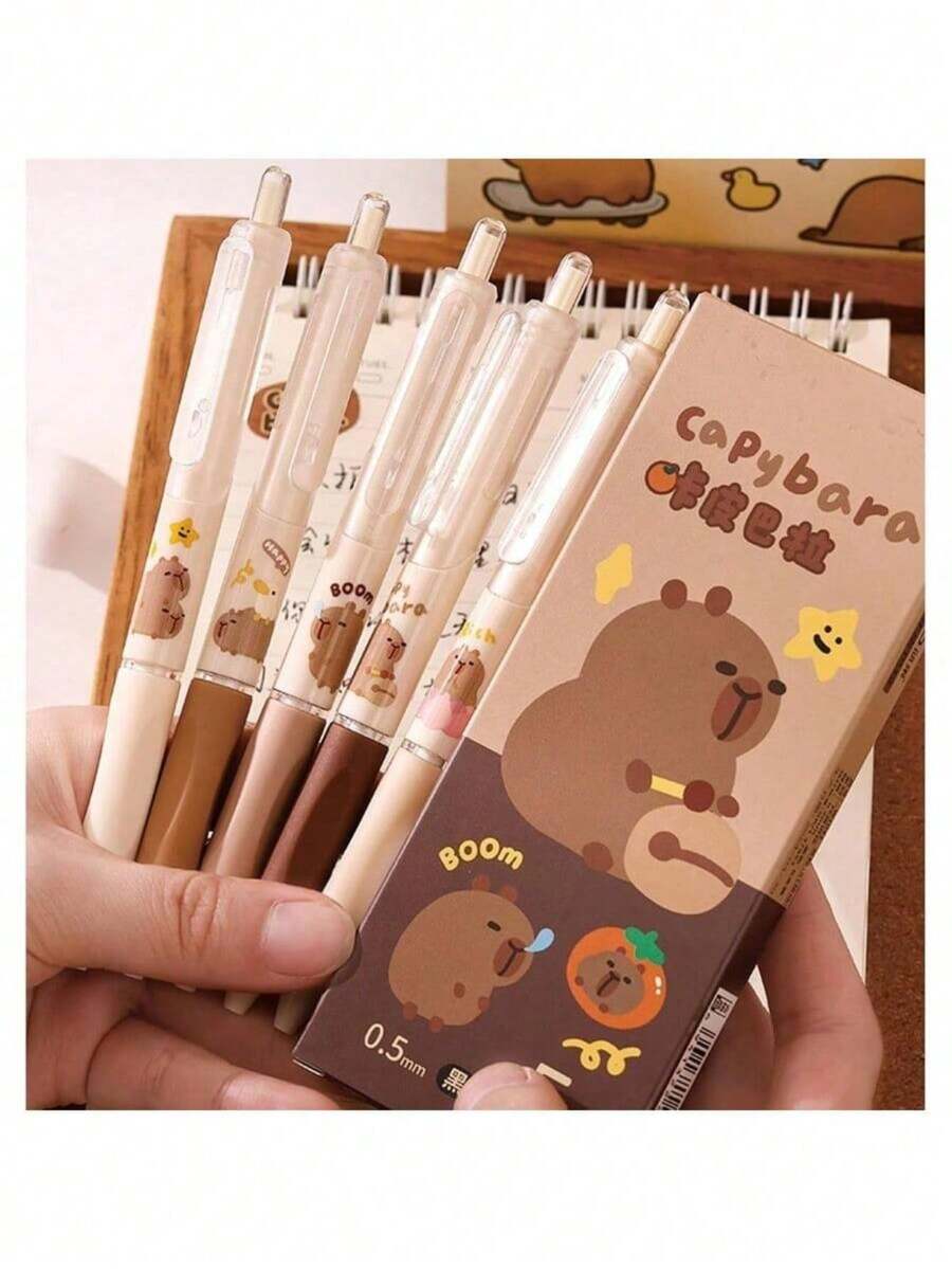 0.5mm Black Ink Retractable Hedgehog Ballpoint Pen, Suitable For Office And School, Unisex, Cute Design, Convenient To Carry, Ideal Stationery. Large Capacity Multi-Layer Pencil Case, Back To School Essential, Office Supplies, Valentine's Day Gift. - Multicolor - View 1