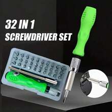 32-In-1 Precision Screwdriver Set - Mini Magnetic Flathead & Screwdrivers, Multi-Functional Screwdriver Kit, Hex, Star, Y-Type, Universal Combination Set For Phone, Digital And Small Tool Repair - Green - View 2