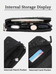 HOVI'S 高级PU手拿包 - 男士商务手提包，配金属鳄鱼夹和双重携带方式（腕带+后袋），商务礼品 - 黑色 - 查看 2