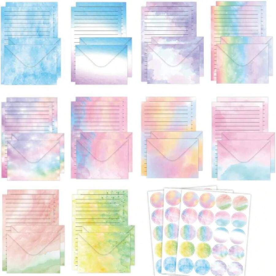 160 Juego De Sobres Invitaciones Papel Boda,50 Papel para Escribir Cartas,50 Sobres para Cartasy 3 Hojas de Pegatinas(60 Pcs),Sobre para Anuncios,Tarjetas de Felicitación,Tarjeta de Regalo,38268506 - Multicolor - Ver 1