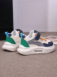 1双男女通用厚底运动鞋，耐穿防滑休闲幼儿学步鞋，时尚百搭儿童帆布鞋，适合所有季节 - 藍色 - 查看 6