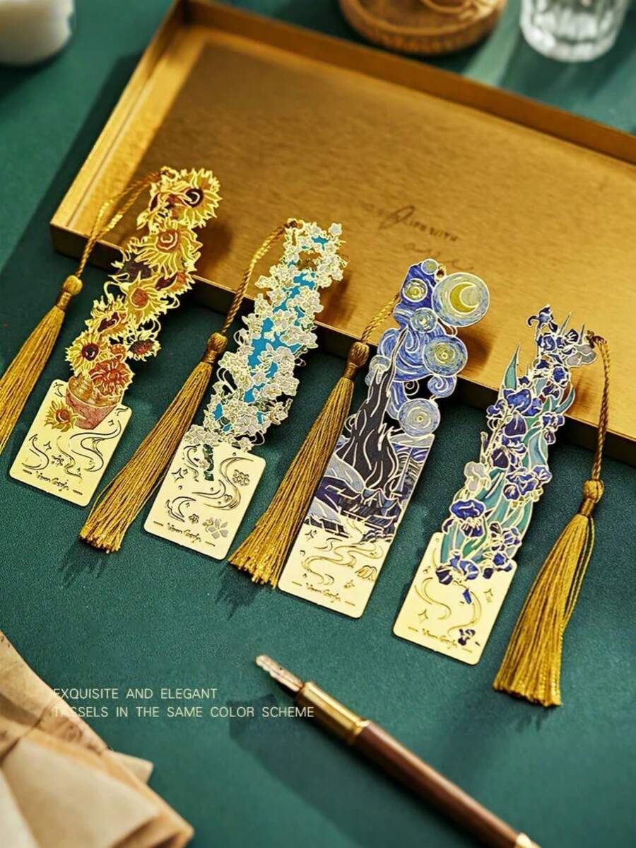 1pc Vintage Oil Painting Style Metal Bookmark, Classic Oil Painting Bookmark Series, Diary/Book Clip Accessory, Essential For Back To School Season