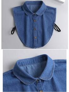 1pc Women's Detachable Denim Pointed Collar Shirt Collar Accessory, Versatile Clothing Accessory Suitable For Autumn/Winter - Multicolor - View 5