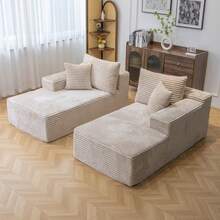 72" Oversized Cloud Sectional Sofa Bed, Double Lounge Chaise, No Assembly Required, Boneless Fluffy Couch With Plush Cushions, Modern Sleeper Loveseat For Small Space, Living Room, Apartment, Movie Night - Màu be - Xem 8