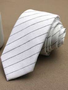 1pc Striped Knitted Necktie, Suitable For Casual Street Style And Daily Wear, British Style - Multicolor - View 8