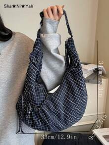 2026新款大容量休闲通勤女包，时尚简约饺子肩斜挎包 - 藍色 - 查看 4