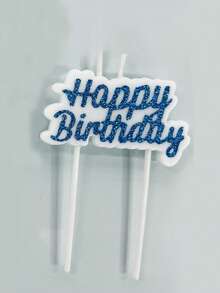 Blue Sprinkle "Happy Birthday" Themed Party Cake Decorative Candles For Men's Celebration - Blue - View 8