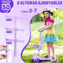 CYPNNasjac Scooter Plegable para Niños Patinete de Altura 3 Ajustable para Niños 2 a 7 años Patín del Diablo Monopatin 3 Ruedas con Luz LED y MúsicaFashion - 219774605 - Ver 3