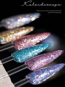 6件/套 2025新款 12ml容量 情人节礼物 夏季梦幻婚礼蕾丝亮片超亮细闪糖果冰透明不对称闪片玻璃纸凝胶指甲油 - 彩色 - 查看 34