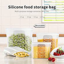 Premium Silicone Reusable Food Storage Bags,4 Pack(100oz, 50oz, 30oz,15oz),New Generation Stand Up Zip Freezer Bags,FSandsswich Snack Bags,Healthy Food Storage Containers,Leak-Free,Dishwasher - 透明的 - 查看 3
