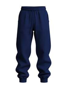 Men's Casual Loose Sweatpants: The Leg Cuffs Are Gathered And The Waist Features A Drawstring Design, Accommodating Various Waist Sizes. The Side Pockets And Compact Back Pocket Are Convenient And Practical. The Cotton Blend Fabric Is Soft, Breathable, Sweat-Absorbent, And Quick-Drying, Making It Suitable For Both Sports And Daily Travel. It's A Versatile And Essential Choice - Màu xanh nước biển - Xem 2
