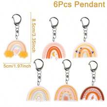 6pcs Bohemian Rainbow Style Keychains, Key Chains, Party Decorations, Birthday Party Gifts, Keyring, Bag Charms - Multicolor - View 6