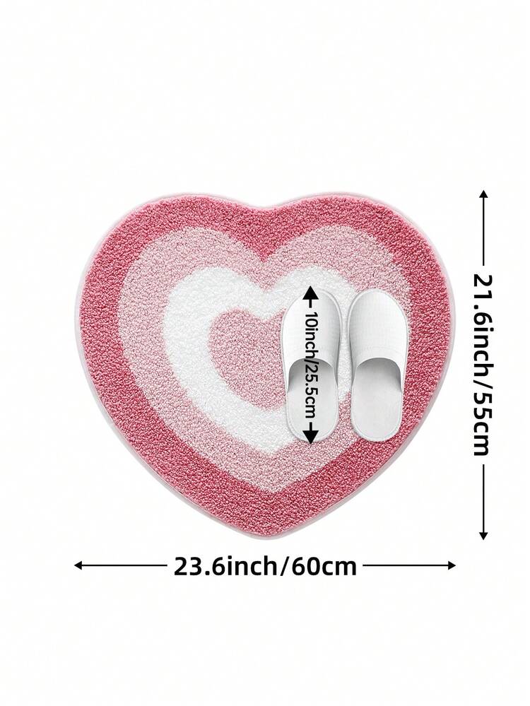 1 pieza Alfombra de baño, Alfombra de baño con forma de corazón esponjosa en rojo para el Día de San Valentín + Adecuada para baño, cocina, exterior, interior, pasillo, dormitorio, sala de estar, mesita de noche, lavable a máquina, fácil de limpiar, base antideslizante, esencial para dormitorio y baño, decoración navideña para el Día de San Valentín, alfombra de decoración de baño, accesorios de baño, conjunto de decoración de habitación - Multicolor - Añade 2