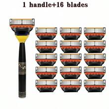 Classic Temperament Men'S Lady Manual Shaver, 6-Layer Replaceable Blade, Shaver Set, Leg Scraper, Armpit Scraper, Chest Scraper - Orange - View 2