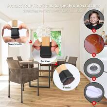 protectores de piso de silicona cuadrados pequeos, almohadillas para orejas de fieltro para muebles, protectores de piso para sillas, tapas de patas de silla, deslizadores de silla para pisos de madera para 0.5 a 0.8 pulgadas, negro - CuadradaSBlack - Ver 5