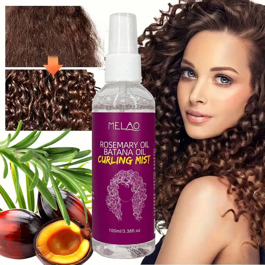 MELAO Rosemary Oil Batana Oil Curling Mist, Curl Defining & Enhancing Spray, For Natural Curly Hair, Defines & Separates Curls, Tames Frizz, Adds Shine & Moisture, Lightweight Hold, No Crunch, For All Hair Types, 100ml/3.38fl.Oz - Hot Pink - View 1