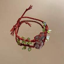 1Piece Hand-Woven Natural Stone Flower Bracelet, Forest-Style Fresh Niche Design For Women Daily Wear Date Gift All Seasons Fashion Jewelry - Phong cách Chín - Xem 8