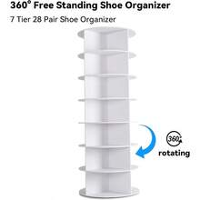 7 Tier Rotating Shoe Rack Shoe Display With Lazy Susan Revolving 360 Shoe Tower Storage Round Carousel Vertical Handbag Rotate Shoes Closet Organization 23.6" W X 63.4" H - như hình - Xem 3