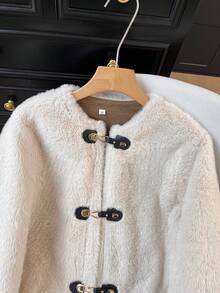 GMFP 女士休闲优雅时尚宽松纯色旅行度假白色长袖兔毛外套，适合音乐节/婚礼季 - 白色 - 查看 7