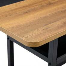 Rectangular Dining Table In Industrial Design, 160x90x76 Cm, For 4-6 People, Brown/Black, With Multifunctional Storage Shelf, For Living Room, Kitchen & Dining Area. - Black - View 6