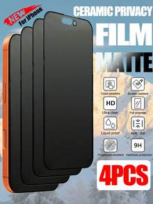 4-Piece Ceramic Frosted Phone Privacy Film, Compatible With 17/16/15/14/13/12/11 Partial Series, Suitable For Daily Office Use - Black - View 35