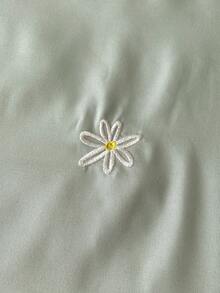 2/3件套100%涤纶花卉刺绣被套组（不含被芯） - 柔软轻盈的床上用品（1个被套+1/2个枕套），可爱的花卉刺绣卧室床上用品，美观的房间装饰，家居和宿舍必备，四季皆宜的舒适床上用品套装 - 綠色 - 查看 2