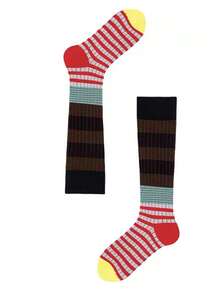 1 Pair/2 Pairs/4 Pairs Minimalist Striped Outdoor Mid,Calf Socks, Elastic, Moisture,Wicking, Breathable, Comfortable, Cozy Socks