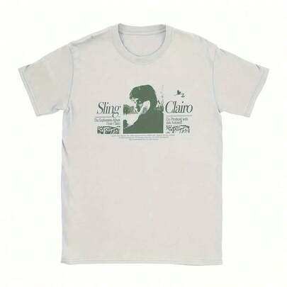 1 pieza Camisetas Clairo Sling Singer Novedad Camisetas de algodón Cortas Camiseta de cuello redondo Ropa Talla grande 180g 100% algodón