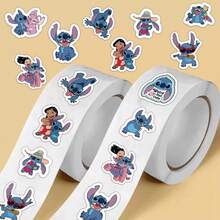 500pcs/Roll Disney Stitch Cartoon Character Sticker Roll, Waterproof Removable Reusable Stickers For Notebook, Laptop, Phone Case, Room Decor, Wall Paper, Valentine's Day, Handcraft, Dolls, Toys And Home Decoration