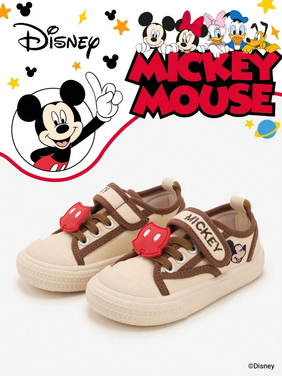 Disney 1 Pair Official Collaboration Mickey Mouse Children's Sports Shoes, Suitable For Daily, Holiday, Sports And Outdoor Activities. Comfortable, Fit Foot Shape, Non-Slip, Breathable. (Boys' Sports Shoes, Boys' Sneakers, Children's Sports Shoes, Girls' Sports Shoes, Girls' Sneakers) - Beige - View 1